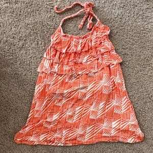 Banana Republic Orange and White Patterned Dress